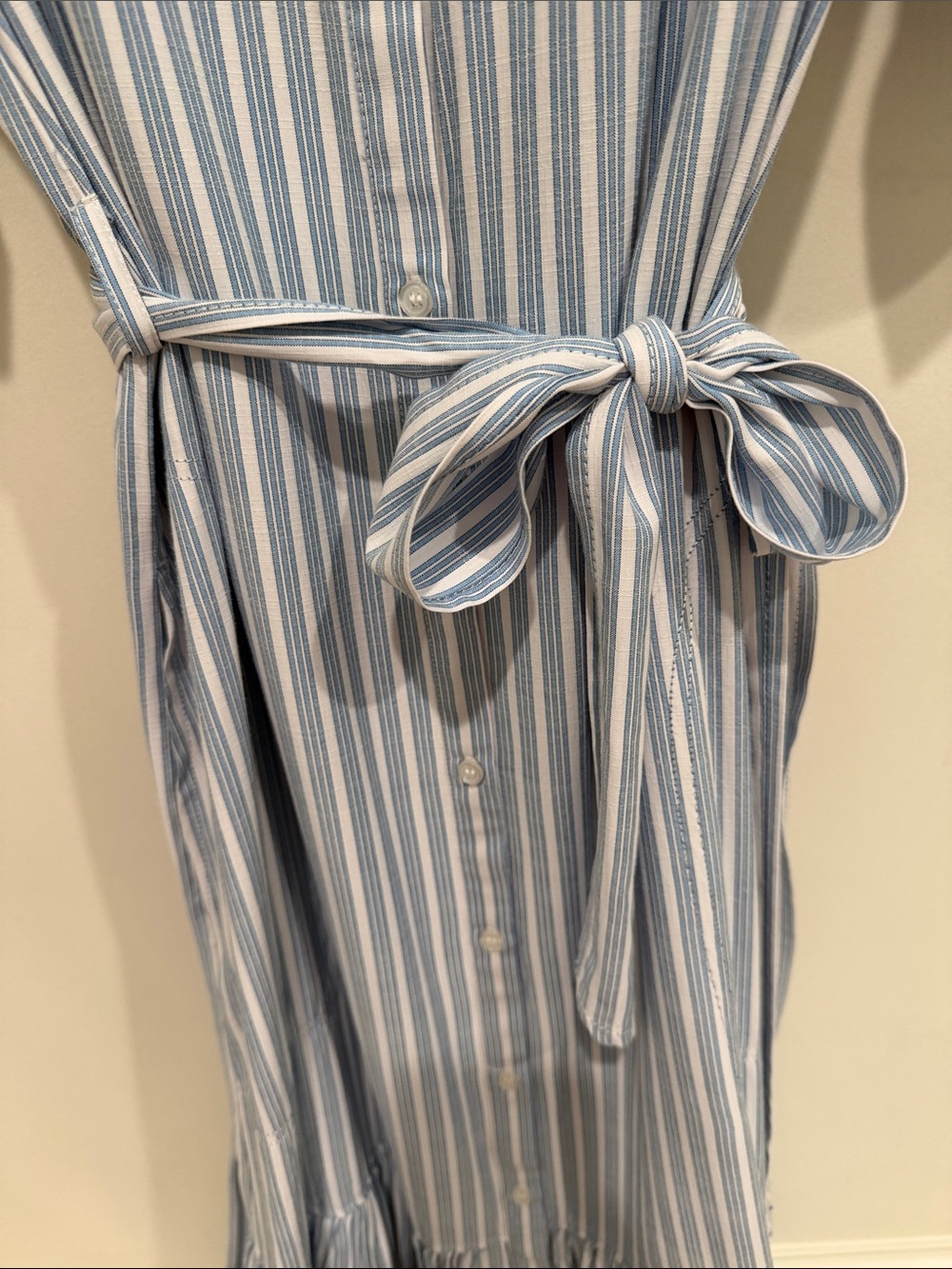 Max Studio Light Blue and White Striped Maxi Shirt Dress - Picture 4 of 9